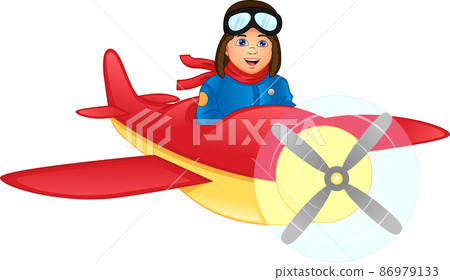 Happy kid boy riding a plane Happy kid boy riding a plane 86979133