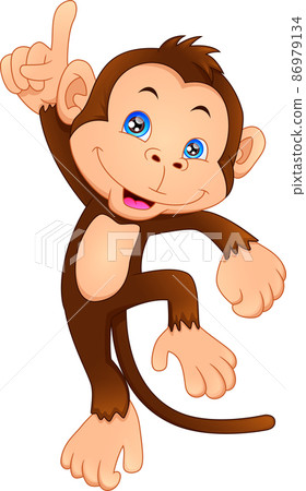 cute monkey cartoon on a white background 86979134