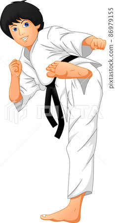karate boy cartoon isolated on white background 86979155
