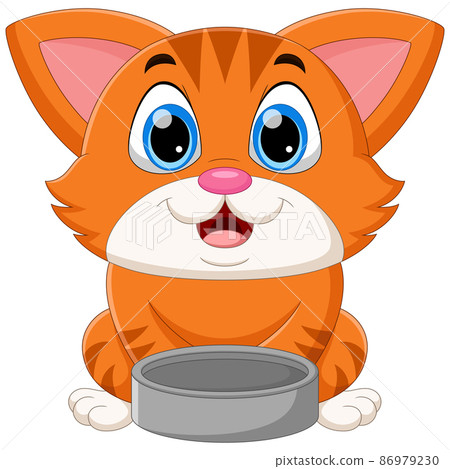 cute cat cartoon on a white background 86979230