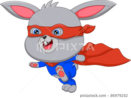rabbit cartoon in super hero costume 86979282