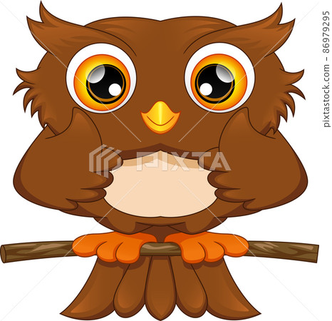 owl cartoon thumbs up isolated on white background owl cartoon thumbs up isolated on white background 86979295