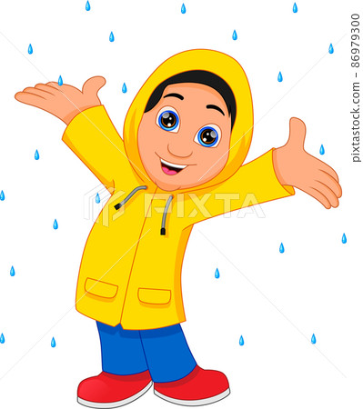 boy wearing raincoat isolated on white background boy wearing raincoat isolated on white background 86979300