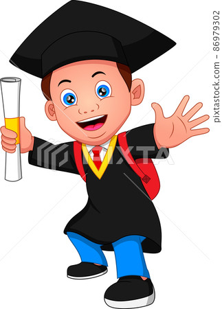 Cartoon boy in graduation costume Cartoon boy in graduation costume 86979302