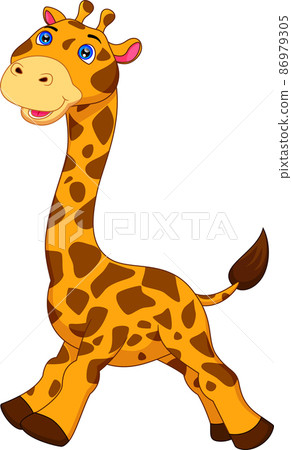 cute baby giraffe cartoon on white background cute baby giraffe cartoon on white background 86979305