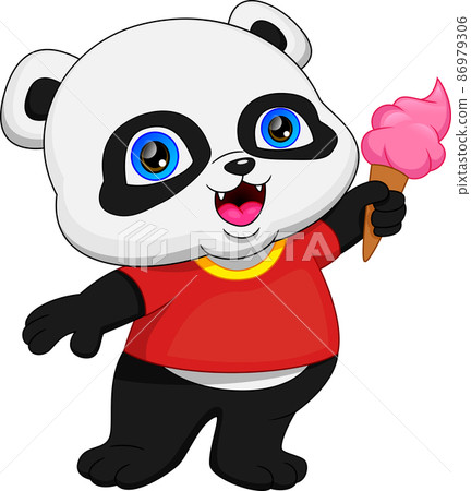 cute panda holding ice cream cute panda holding ice cream 86979306