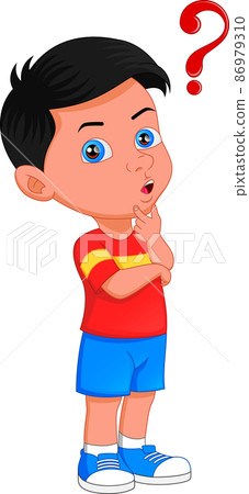 young boy thinking on a white background young boy thinking on a white background 86979310