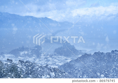 Amanohashidate with snow scene 86979745