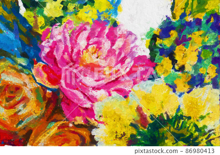 Abstract beautiful oil painting flower vintage illustration 86980413