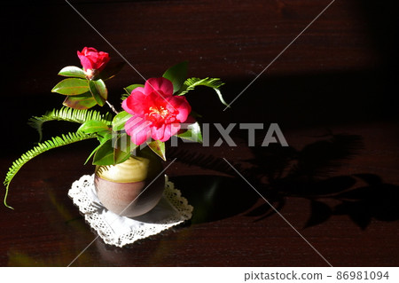 Ikebana Japanese-style room with a single flower 86981094