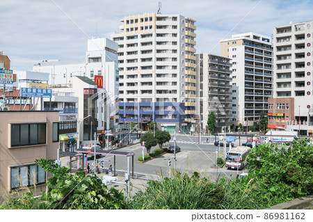 Hino station square station square and cityscape Hino city, Tokyo 86981162