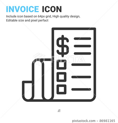 Invoice icon vector with outline style isolated on white background. Vector illustration bill sign symbol icon concept for business, finance, industry, company, apps and all project Invoice icon vector with outline style isolated on white background. Vector illustration bill sign symbol icon concept for business, finance, industry, company, apps and all project 86981165