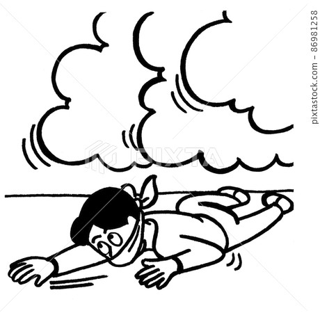 手繪線描：從火焰煙霧中疏散 86981258