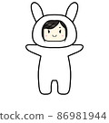 兔子服裝的女孩，白色 86981944