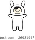 穿著兔子裝的男孩，白色 86981947