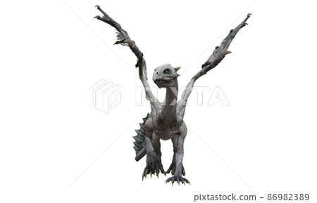 Fantasy dragon isolated on white 3d illustration Fantasy dragon isolated on white 3d illustration 86982389