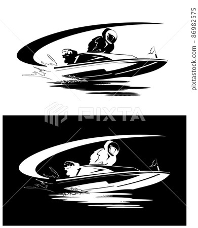 賽艇-黑白 86982575