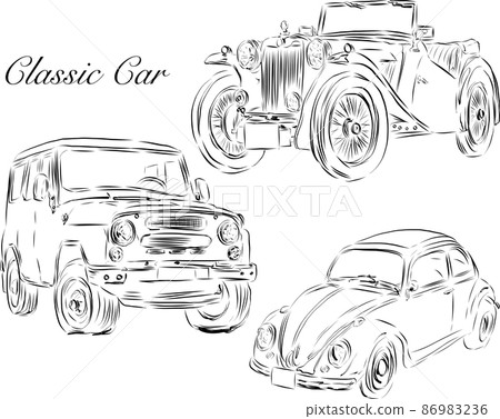 Classic car line drawing 86983236