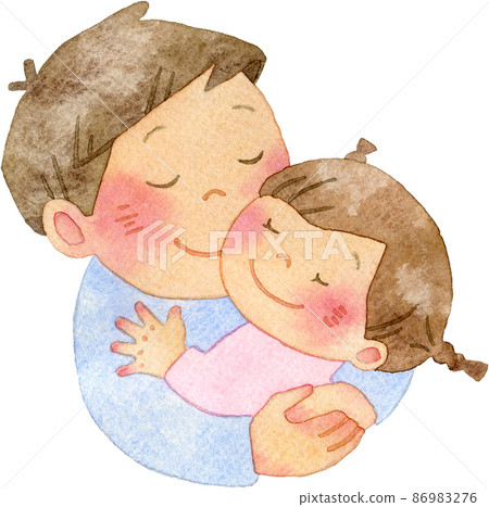 Illustration of a father hugging a girl 86983276