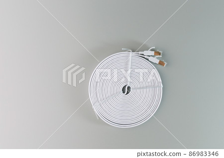 Ethernet Network Cable on grey background 86983346