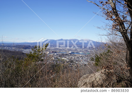 Kiryu City Hachioji Hills Paddy Mountain Pass to Chausuyama Hiking Course From the view directly under Chausuyama towards Kiryu City 86983830
