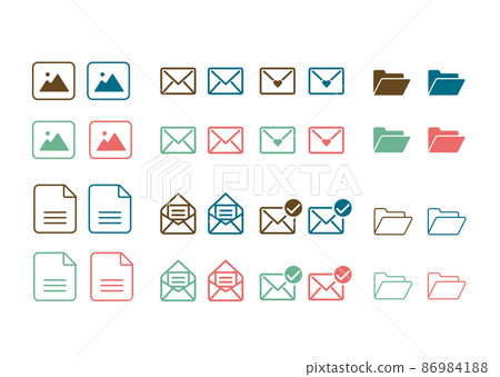 Retro color mail icon and folder icon 86984188
