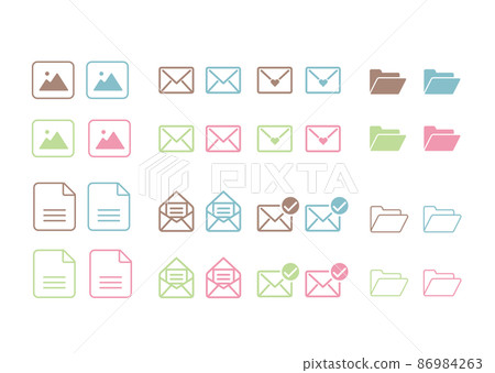 Pop-colored email and folder icons - Stock Illustration [86984263] - PIXTA
