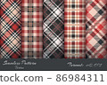 Set Retro Tartan Seamless Pattern 86984311