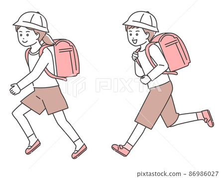 背書包跑步的孩子 3色 86986027