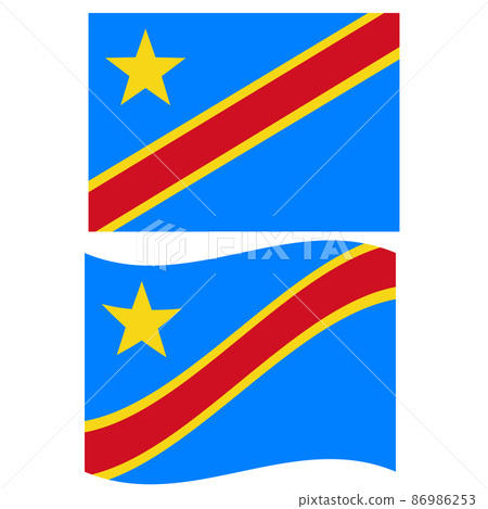 Congo waving flag on white background. Democratic Republic of the Congo flag. flat style. 86986253