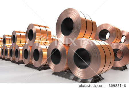 roll of copper sheets or heap of copper tapes 86988148