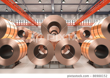 roll of copper sheets or heap of copper tapes 86988152