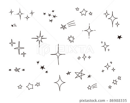 Hand-painted glitter star monochrome illustration set 86988335
