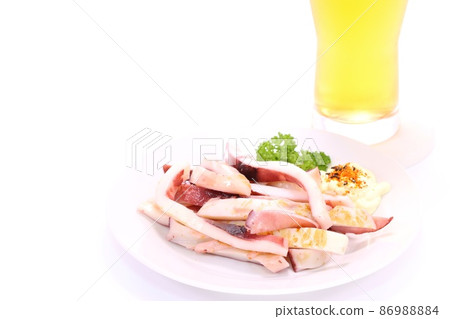Grilled squid, Japanese flying squid, soft beer snack, bright background Grilled squid, Japanese flying squid, soft beer snack, bright background 86988884