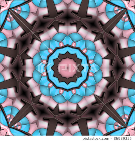3D render of  background tile with glossy mandala puffs pixels 86989335