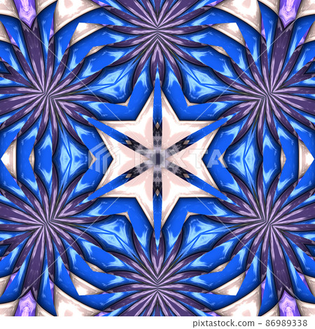 3D render of  background tile with glossy mandala puffs pixels 86989338