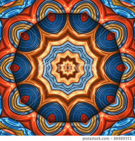 3D render of background tile with glossy mandala puffs pixels 3D render of background tile with glossy mandala puffs pixels 86989351