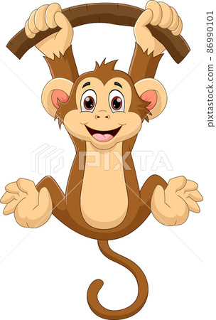 cartoon monkey hanging on a tree cartoon monkey hanging on a tree 86990101