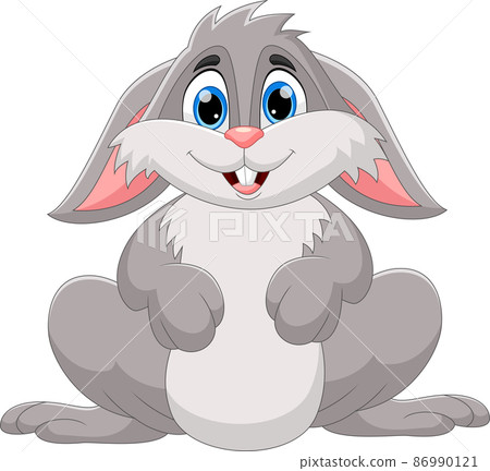 cute rabbit cartoon on a white background-插圖素材 [86990121] - PIXTA圖庫