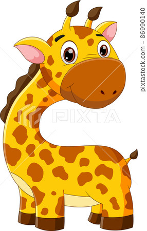 cute giraffe cartoon isolated on white background cute giraffe cartoon isolated on white background 86990140