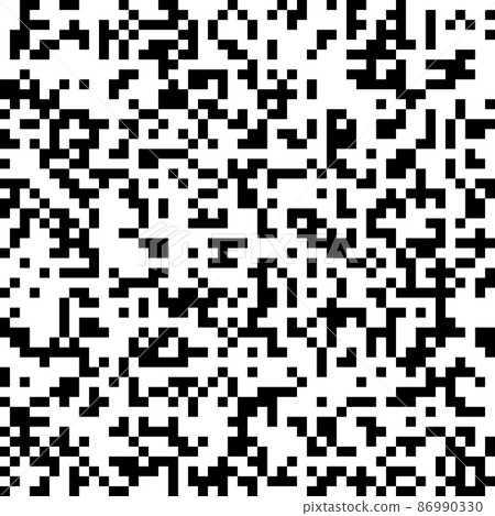 Pixel abstract mosaic seamless background. Black rectangular vector elements on white background. 86990330