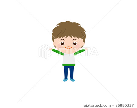 A boy who spreads his hands 86990337