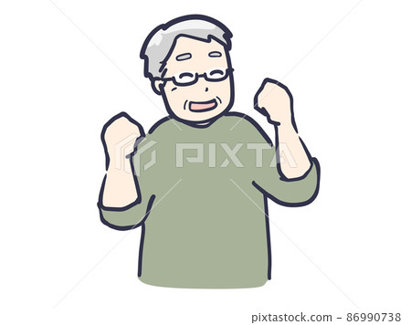 Illustration of a senior man who is proud of his energy 86990738