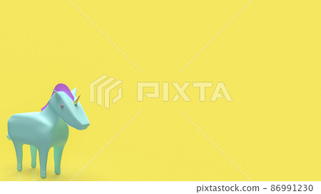 The blue unicorn on yellow background for startup concept 3d rendering The blue unicorn on yellow background for startup concept 3d rendering 86991230