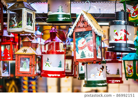 Strasbourg, France - Christmas Market decorations in Alsace, Marche de Noel. 86992151