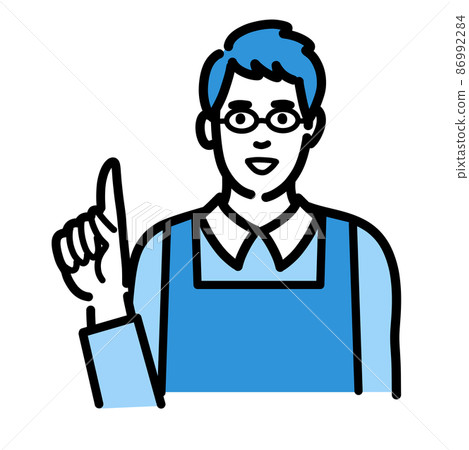 A stay-at-home husband wearing glasses making suggestions with a smile A stay-at-home husband wearing glasses making suggestions with a smile 86992284