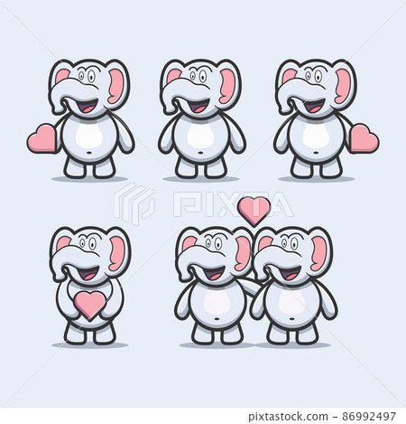 set cartoon elephant and love 86992497