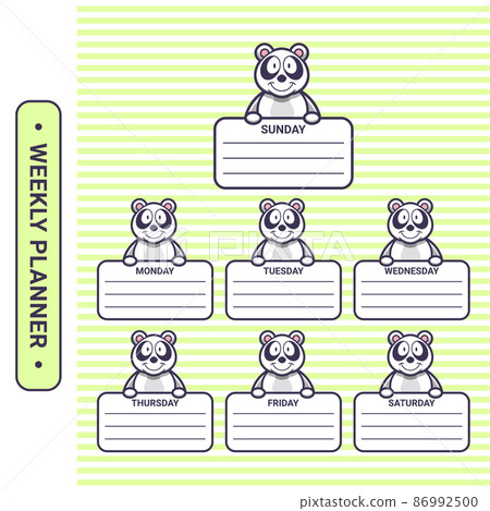 children weekly planner with panda children weekly planner with panda 86992500