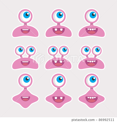 cute pink monster set flat design 86992511