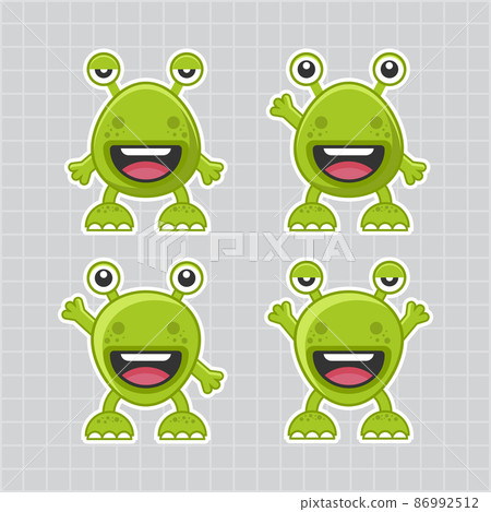cute green monster flat design cute green monster flat design 86992512